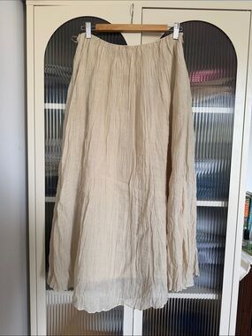 Massimo Dutti Cream Maxi Skirt with Gathered Waist sz 6